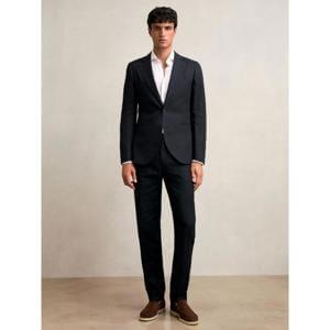 REISS Kin Linen Trousers in Navy
